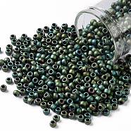 TOHO Round Seed Beads, Japanese Seed Beads, (707) Matte Color Iris Peridot, 8/0, 3mm, Hole: 1mm, about 10000pcs/pound(SEED-TR08-0707)