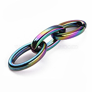 Acrylic Linking Rings, Quick Link Connectors, For Jewelry Chains Making, AB Color Plated, Oval, Multi-color Plated, 35x19x6.5mm, Inner Diameter: 10x25mm(OACR-T025-06)
