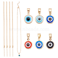 6Pcs 6 Colors Resin Evil Eye Pendant Necklaces Set with Iron Cable Chains, Lucky Jewelry for Women, Mixed Color, 20.08 inch(51cm), 1Pc/color(NJEW-AR0001-04)