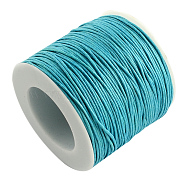 Eco-Friendly Waxed Cotton Thread Cords, Macrame Beading Cords, for Bracelet Necklace Jewelry Making, Medium Turquoise, 1mm, about 100yards/roll(YC-R008-1.0mm-189)