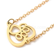 304 Stainless Steel Pendant Necklaces with Cable Chains, Hollow Heart with Paw Print, Golden, 16.93 inch(43cm)(NJEW-P283-02G)