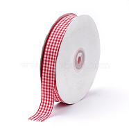 Polyester Ribbon, Tartan Ribbon, Red, 3/8 inch(10mm), about 50yards/roll(45.72m/roll)(SRIB-Q020-10mm-S002)