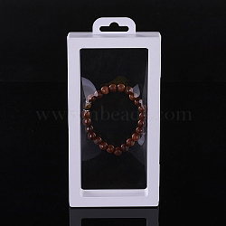 Plastic Frame Stands, with Transparent Membrane, For Ring, Pendant, Bracelet Jewelry Display, Rectangle, White, 196x90x20mm(ODIS-P005-03-A)