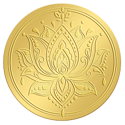 Self Adhesive Gold Foil Embossed Stickers, Medal Decoration Sticker, Lotus Pattern, 5x5cm(DIY-WH0211-203)