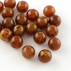 Round Imitation Gemstone Acrylic Beads, Saddle Brown, 6mm, Hole: 1.5mm, about 4100pcs/500g(OACR-R029-6mm-19)