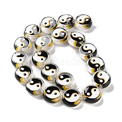Glass Beads Strands, with Enamel, Yin-yang, Yin-yang, 17x7mm, Hole: 1.5mm, about 20pcs/strand, 13.19 inch(33.5cm)(GLAA-L047-02)