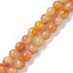 Handmade Lampwork Beads Strands, Round, BurlyWood, 8mm, Hole: 1mm, about 48pcs/strand, 14.17''(36cm)(LAMP-D072-A-02)