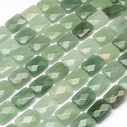 Faceted Rectangle Green Aventurine Beads Strands, 16x12~13x5~6mm, Hole: 1mm, about 13pcs/strand, 8.26 inch(X-G-R304-12)