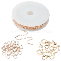 DIY Chain Bracelet Necklace Making Kit, Including Zinc Alloy Lobster Claw Clasps, Brass Cable Chains, Iron Jump Rings, Rose Gold, Chain: 3M/set(DIY-YW0006-38)