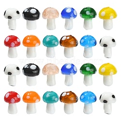 55Pcs 11 Colors Mushroom Handmade Lampwork Beads, Mixed Color, 12.5~14x10~11mm, Hole: 1.5mm, 5pcs/color(LAMP-CJ0001-47)