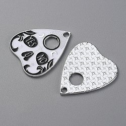 Alloy Enamel Pendants, Platinum, Heart Charm, Skull Pattern, 26x22x1mm, Hole: 2mm(FIND-WH0129-38D)