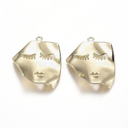Alloy Jewelry Pendants, Twist Nuggets with Shy Face, Light Gold, 37.5x31x3.5mm, Hole: 2mm(PALLOY-Z001-01LG)