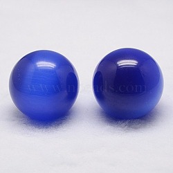 Cat Eye Sphere Ball Display Decoration, with Wood Base, Home Decoration, Blue, 38~40mm, Display Bases For Gemstone: 30x12mm(DJEW-D031-40mm-03)