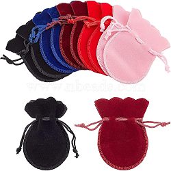 Velvet Gift Bags Drawstring Jewelry Pouches Wedding Favor Bags, Mixed Color, 9x7cm, 5 Colors, 10pcs/color, 50pcs/set(TP-NB0001-11)