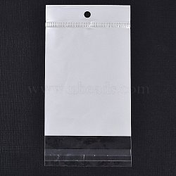 Rectangle OPP Cellophane Bags, Top Self Seal Bags with Hanging Hole, White, 17x9x0.01cm, Hole: 7mm, Inner Size: 14x9cm(OPC-F005-05B)