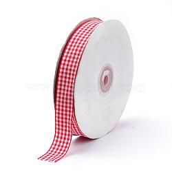 Polyester Ribbon, Tartan Ribbon, Red, 3/8 inch(10mm), about 50yards/roll(45.72m/roll)(SRIB-Q020-10mm-S002)
