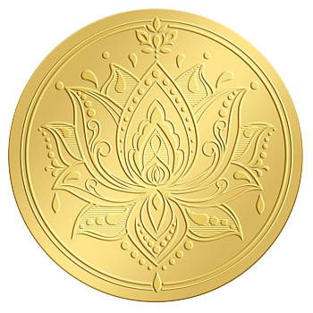 Self Adhesive Gold Foil Embossed Stickers, Medal Decoration Sticker, Lotus Pattern, 5x5cm