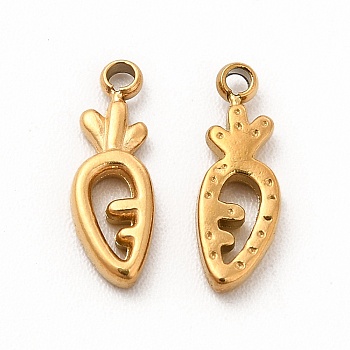 Ion Plating(IP) 304 Stainless Steel Pendants, With Jump Ring, Radish, Real 14K Gold Plated, 11x4x1.5mm, Hole: 1.2mm