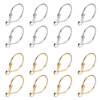 Brass Hoop Earrings, Platinum & Golden, 20x1.2mm, 2 colors, 20pcs/color, 40pcs/box