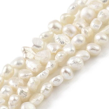 Natural Cultured Freshwater Pearl Beads Strands, Two Sides Polished, Grade 2A, Cornsilk, 4~5mm, Hole: 0.5mm, about 39pcs/strand, 7.09''(18cm)