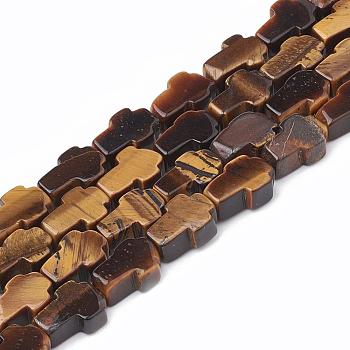 Natural Tiger Eye Bead Strands, Cross, 12~12.5x8~8.5x4mm, Hole: 1.5mm, about 33pcs/strand, 16.1 inch