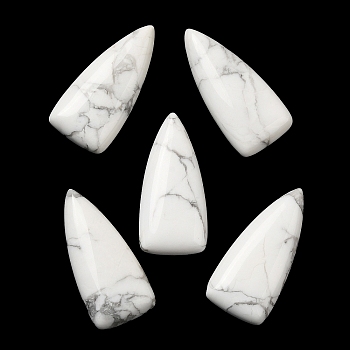 Natural Howlite Cabochons, Triangle, 40~40.5x18.5x6~6.5mm