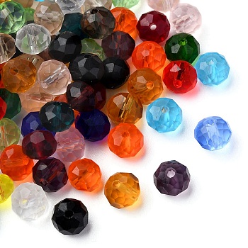 Faceted Rondelle Transparent Glass Beads, Mixed Color, 8x6mm, Hole: 1mm, 200pcs/set