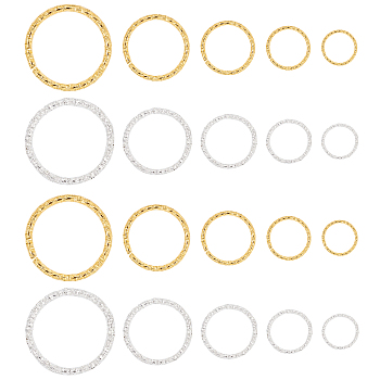 Iron Textured Soldered Jump Rings, Closed Jump Rings, for Jewelry Making, Platinum & Golden, 125x85x18mm, 760pcs/Box