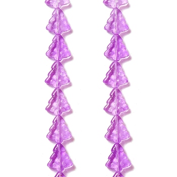 Transparent Glass Bead Strands, Christmas Trees, Violet, 15.5~16x14.5~15x4.5~5mm, Hole: 1mm, about 40pcs/strand, 25.20~25.59(64~65cm)
