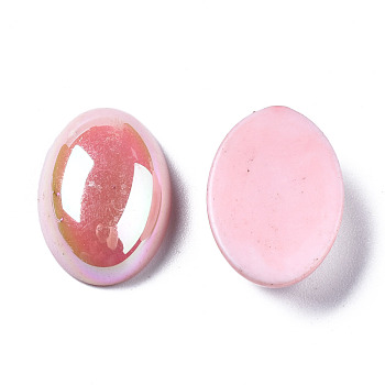 Plating Acrylic Cabochons, AB Color, Oval, Pink, 18x13x6mm, about 590pcs/500g