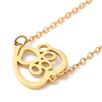 304 Stainless Steel Pendant Necklaces with Cable Chains, Hollow Heart with Paw Print, Golden, 16.93 inch(43cm)