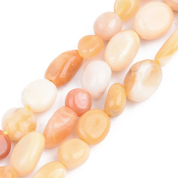 Natural Topaz Jade Beads Strands, Tumbled Stone, Nuggets, 5~13x5~10x3~8mm, Hole: 1mm, about 40~60pcs/strand, 14.57 inch~15.74 inch(37~40cm)