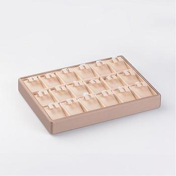 Wooden Earrings Presentation Boxes, Covered with PU Leather, BurlyWood, 18x25x3.2cm