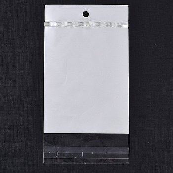 Rectangle OPP Cellophane Bags, Top Self Seal Bags with Hanging Hole, White, 17x9x0.01cm, Hole: 7mm, Inner Size: 14x9cm