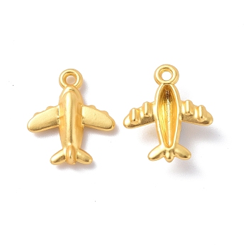 Rack Plating Alloy Pendants, Cadmium Free & Lead Free & Nickle Free, Airplane Charm, Matte Gold Color, 15.5x13.5x3mm, Hole: 1.4mm