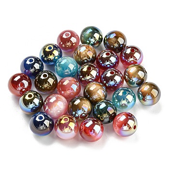 Opaque Acrylic Beads, Round, Mixed Color, 12mm, Hole: 2mm