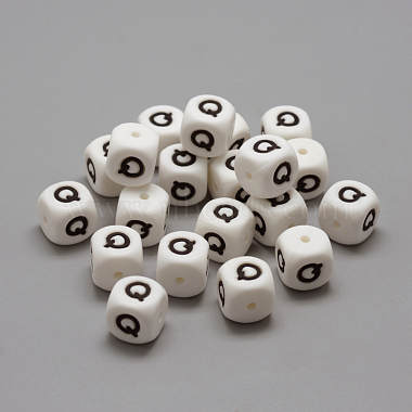 12mm White Cube Silicone Beads