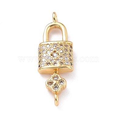 Brass Micro Pave Clear Cubic Zirconia Links Connectors(ZIRC-L100-055G)-2