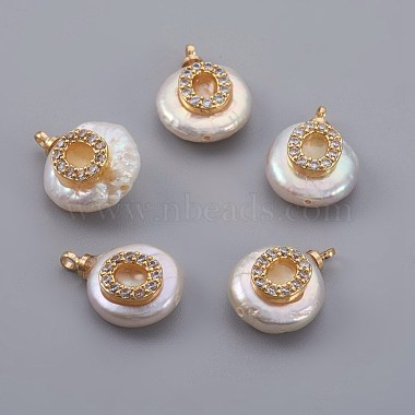 Real Gold Plated Clear Alphabet Pearl Pendants
