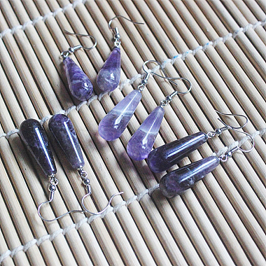 HOBBIESAY 8Pcs 4 Style Natural Amethyst & Rose Quartz Pendants(G-HY0001-13)-5