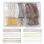 600Pcs 6 Colors Iron Flat Head Pins, Mixed Color, 40x0.75~0.8mm, 20 Gauge, Head: 2mm, 100pcs/color(IFIN-YW0001-97)