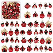 DIY Ladybug Jewelry Making Finding Kit, Including 45Pcs 9 Style Alloy Enamel Connector Charms & Pendants, with Crystal Rhinestones and ABS Plastic Imitation Pearl Beaded, FireBrick, 12.5~23x9~21x3~7mm, Hole: 1.5~2.3mm, 5Pcs/style(FIND-SZ0003-45)