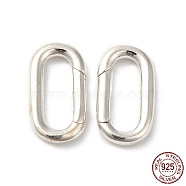 925 Sterling Silver Spring Gate Rings, Oval, with 925 Stamp, Silver, 17x9.5x2.5mm(FIND-Z008-04S)