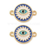 Alloy Enamel Links Connector Charms, Golden, Blue, Flat Round, 21x15x2mm, Hole: 1.8mm(ENAM-S003-01H)