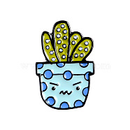 Creative Zinc Alloy Brooches, Enamel Lapel Pin, with Iron Butterfly Clutches or Rubber Clutches, Electrophoresis Black Color, Cactus, Colorful, 26x17mm, Pin: 1mm(JEWB-Q031-113)