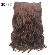 3/4 Full Head Curly Wavy Clips , Synthetic Hair Extensions Hairpieces for Women, Heat Resistant High Temperature Fiber, Long & Curly Hair, Dark Brown, 19.6~21.6 inch(50~55cm)(OHAR-G006-B02)