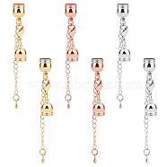 Brass Chain Extender, with Cord Ends and Lobster Claw Clasps, Mixed Color, 39mm, Hole: 7mm, Cord End: 12x9mm, Hole: 7mm, 3 colors, 6sets/color, 18sets/box(KK-PH0004-34)