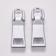 Alloy Zipper Puller, Garment Accessories, Plated Chrome Color, 38mm, Hole: 6.5x8mm(PALLOY-WH0065-13A-02)