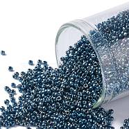 TOHO Round Seed Beads, Japanese Seed Beads, (511) Galvanized Peacock Blue, 15/0, 1.5mm, Hole: 0.7mm, about 3000pcs/bottle, 10g/bottle(SEED-JPTR15-0511)