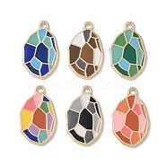 Rack Plating Alloy Enamel Pendants, Irregular Oval Charm, Cadmium Free & Nickel Free & Lead Free, Mixed Color, 29x17x2mm, Hole: 2mm(FIND-I038-05)